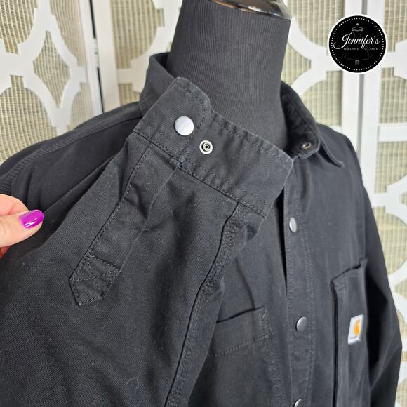 Carhartt Men's Black Rugged Flex® Relaxed Fit Fleece-Lined Shirt Jacket 2XL Tall - Picture 9 of 15